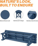 HDPE Outdoor Bench, 55" Patio Bench Outdoor Furniture, Poly Lumber Adirondack Benches, All Weather HDPE Garden Backless Benches for Park, Poolside, Deck, Porch, Navy by CozyNest Decor
