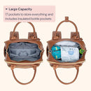 BabbleRoo Leather Diaper Bag Backpack - Baby Essentials Travel Baby Bag, Multi function, Waterproof, with Changing Pad, Stroller Straps & Pacifier Case – Unisex, Natural Brown by TinyTreasures Baby Boutique