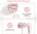 Papablic 32oz Wide Mouth Mason Jar Pour Spout Lid with Mixing Handle & Flip Locking Spout for Mixing Formula/Breastmilk/Protein Powder/Coffee, Pink by TinyTreasures Baby Boutique