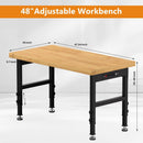 48" Work Bench, Adjustable Height Workbench with Rubber Pad, Heavy-Duty Work Table with Power Outlets, 2000 LBS Capacity Workstation for Garage, Workshop, Office, Home by GreenHaven Gardens
