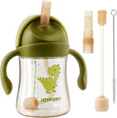 Sippy Cups for Toddlers 1-3, Spill Proof Weighted Straw Cup with Handle for Baby 6 Months + old, 2 Silicone Straws, PPSU, BPA Free, 9 oz (Green) by TinyTreasures Baby Boutique