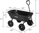 BILT HARD 4 Cu.Ft. 10" No-Flat Tires Poly Yard Dump Cart with 180° Rotating Handle, 600 lbs Capacity Heavy Duty Garden Carts and Wagons by GreenHaven Gardens