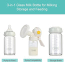 COMI Wide Neck Glass Breastmilk Collection n Storage Bottle, 6oz with Screw Ring Sealing Disk; Re-markable Sealing Disc. BPA Free, Fits Breast Pumps & Nipples (Gray Lids) by TinyTreasures Baby Boutique