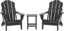 WO Home Furniture Adirondack Chairs Table Set of 3 PCS Outdoor Folding Chairs Side End Table Weather/UV Resistant for Lawn, Garden, Bon Fire, Balcony (Grey) by GreenHaven Gardens