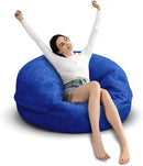 Bean Bag Chair for Adults 3FT,Soft Removable Cover for Teens/Girls Bedroom,Fluffy Giant Round Floor Beanbag Lounger Chairs (No Filler,Sapphire) by CozyNest Decor
