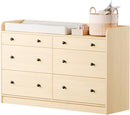 Cozy Castle Baby Dresser with 6 Drawers and Large Table Top, Multi-Functional Chest of Drawer, Drawer Dresser with Three-Sided High Rails for Nursery, Children's Room, Bedroom, Oak by TinyTreasures Baby Boutique