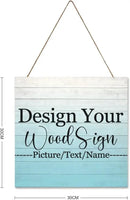Personalized Hanging Wood Signs, Customized Door Board with Multiple Wood Background and Fonts to Choose, Design Your Rustic Decoration Sign for Home Kitchen Farmhouse 11.8x11.8 inch by CozyNest Decor