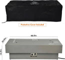 48-inch Fire Table with Natural Gas Conversion Kit, 50,000BTU Outdoor Modern Patio Fire Pit Table w/Rectangular Burner Lid, Glass Rocks, Cover by GreenHaven Gardens