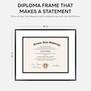 Homeforia 15x18 Diploma Frame Black, High End Metal 15 x 18 Black Certificate Frame with Mat 11 x 14, 18x15 Document Frame Matted to 11x14, Graduation Degree Frames, Tempered Glass, Wall Kit, Set of 1 by CozyNest Decor