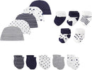 15 Pack Unisex New Born Boy Girls Hats Mittens Socks Sets Cotton Soft Infant Accessory 0-6 Months Baby Essentials by TinyTreasures Baby Boutique
