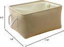 TheWarmHome Decorative Basket Rectangular Small Storage Basket Fabric Storage Bin Organizer Basket with Handles for Clothes Storage (Beige, 11.8L×7.9W×5.2H inch) by TinyTreasures Baby Boutique
