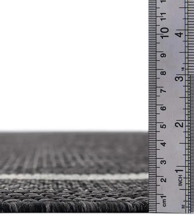 Unique Loom Outdoor Border Collection Area Rug - Soft Border (2' x 8' Runner, Black/ Ivory), photo 2 of 6