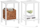 TUTOTAK End Table with Charging Station, Set of 2, Small Side Table with Outlets, Nightstand Bedside Table, 2-Tier Storage Shelf for Small Space, Living Room, Bedroom White TB01BW041 by CozyNest Decor