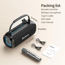 Portable Karaoke Machine, Bluetooth Speaker with Microphone, Three Echo Levels, Indoor and Outdoor Modes, IPX6, BT 5.3, Supports AUX, TF, USB by TinyTreasures Baby Boutique