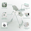 3 in 1 Baby High Chair with Wheels, Adjustable 5 Point Harness, Tray, Foot Rest, Backrest and Seat Height, Foldable High Chair for Toddlers, Green by TinyTreasures Baby Boutique