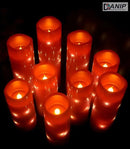 danip red flameless Candle, Built-in Star Cluster, 9 LED Candles, 11 Button Remote Control, 24-Hour Cycle Timer, Flashing Flame, Real Wax, Battery Powered. (Starry Sky Series) by CozyNest Decor