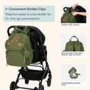 BabbleRoo Extra Large Diaper Bag Backpack, Expandable Baby Bag with Up to 50% More Capacity - Travel Essentials Baby Bag Tote with Changing Pad, Stroller Straps & Pacifier Case - Unisex, Forest Green by TinyTreasures Baby Boutique
