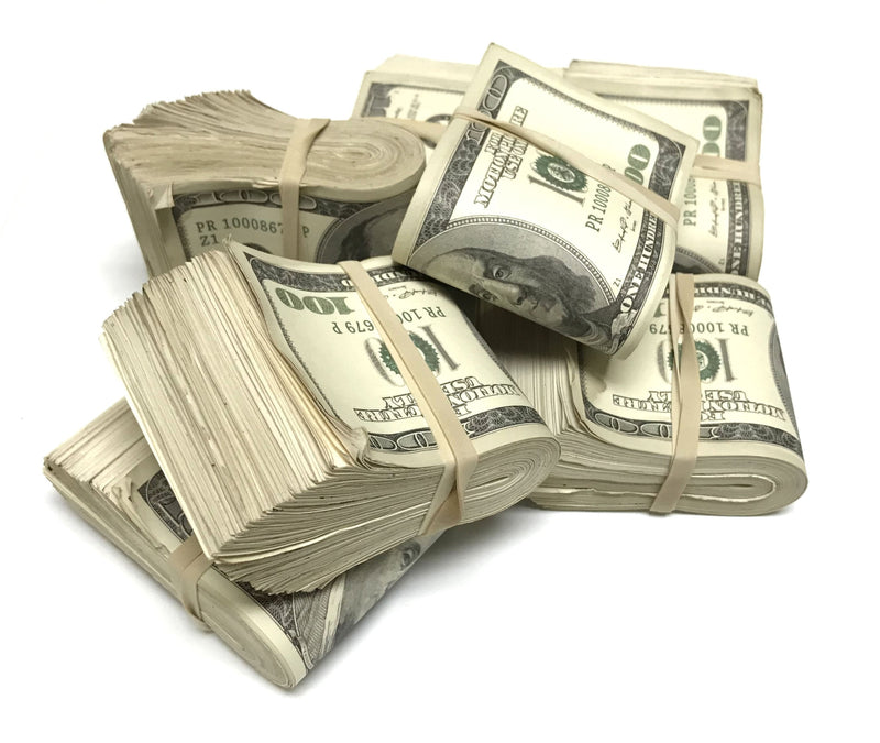 Money Prop - Series 2000's $100 Aged Look $10,000 Blank Filler Fat Fold
