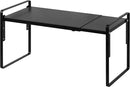 Nxconsu Cabinet Shelf Expandable Height Adjustable Organizer Riser for Kitchen Cabinet Pantry Cupboard Under Sink Countertop Organization Storage Space Saver Stackable Heavy Duty Metal Black by CozyNest Decor