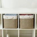 TcaFmac Organization and Storage Basket for Shelves - 16x12x12 inch Large 2 Pack Collapsible Storage Bins for Organization, Fabric Storage Cubes for Box Cloth Toy Books Kids (White & Khaki) by CozyNest Decor
