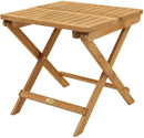 3-Piece Teak Patio Conversation Set with Sun Bed Loungers & 20-Inch Square Folding Picnic Table (P143NA), Navy Sun Bed Cushions by GreenHaven Gardens