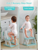 Potty Training Seat with Step Stool Ladder, Potty Training Toilet Seat with Soft Seat Splash Guard, Adjustable Height, 2 in 1 Potty Seats for Toddlers Kids Boys Girls by TinyTreasures Baby Boutique