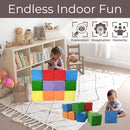 Wonder Space Plush Foam Blocks - Nursery Building & Stacking Toys for Toddlers Boys & Girls, Soft Smooth Velvet Cover, Early Education Gross Motor Skills & Brain Development (12 Cubes, Classic) by TinyTreasures Baby Boutique