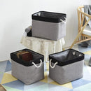 TheWarmHome Storage Basket for Organizing - 16x12x12 inch Cube Storage bin 3 Pack Fabric Storage Cubes, Collapsible Storage Box for Organizer Cloth Gift Toy Closet (Black & Grey) by TinyTreasures Baby Boutique