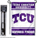 College Flags & Banners Co. Texas Christian Horned Frogs Garden Flag with Stand Holder by GreenHaven Gardens
