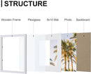 Vittanly 11x14 Picture Frames Set of 9, Shatter Resistant Plexiglass, Display 8x10 Pictures with Mat or 11x14 without Mat, Photo Frames for Wall or Tabletop, Engineered Wood, White by CozyNest Decor