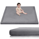 Ultra Soft Baby Play Mat for Floor,1.3" Thick Elasti-Foam 50x50 Playpen Mat for Toddlers Infant kids,Water-Repellent Coral Velvet for Tummy Time,Non-Slip Backing Safe for Crawling,Tatami Style (Dark Grey) by TinyTreasures Baby Boutique