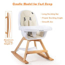 BABY JOY 3 in 1 High Chair, Baby Eat & Grow Convertible Wooden High Chair/Rocking Chair/Booster Seat/Toddler Chair, Infant Dining Chairs w/Double Removable Tray, 5-Point Seat Belt & PU Cushion, Beige by TinyTreasures Baby Boutique