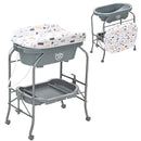 BABY JOY Baby Bathtub with Changing Table, Foldable Infant Diaper Changing Station with Storage Tray, Waterproof Pad, Portable Newborn Nursery Organizer Bath Stand with 4 Universal Wheels (Gray) by TinyTreasures Baby Boutique