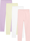 Resinta 4 Packs Toddler and Baby Girls Cotton Leggings Full Length Pants Stretchy Soft Tights Pants for Kids by TinyTreasures Baby Boutique