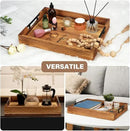LotFancy Large Ottoman Tray for Living Room, 17x13'' Wood Serving Tray with Handles, Home Décor for Coffee Table, Sofa, 2 Skidproof Coasters Included by CozyNest Decor