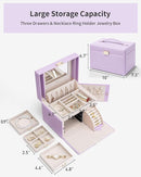 Vlando Jewelry Box Organizer for Girls Women, Large Baroque Jewelry Holder Organizer with Mirror, 3 Drawers for Bracelets, Earrings, Rings, Necklaces, Mothers Day Gifts for Loved One, Purple by TinyTreasures Baby Boutique