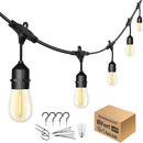 48FT Outdoor String Lights LED Heavy-Duty Waterproof Patio Lights with 16 Shatterproof Plastic 2200K Warm White Bulbs for Patio Gazebo Pergola Cafe Market Bistro by CozyNest Decor