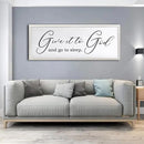 Give It To God And Go To Sleep Sign Wall Decor 40x15 Inch Large Farmhouse Master Bedroom Above Bed Hanging Wall Art Rustic Guest Room Wood Framed Over Bed Wall Decoration (White) by CozyNest Decor