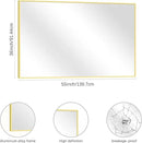 36x55inch Bathroom Mirror, Gold Rectangle Mirror with Thin Metal Frame, Large Rectangular Wall Mirror for Bathroom, Living Room, Hair Salon, Big Farmhouse Mirror Hang Horizontal/Vertical by CozyNest Decor
