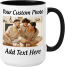Customized 15oz Ceramic Coffee Mugs with Personalized Text and Photo Image Upload Novelty Gift, Personalize With Different Design And Images, Custom Gift (Black) by TinyTreasures Baby Boutique