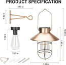 pearlstar Solar Lanterns Outdoor Metal Solar Powered Hanging Lights Waterproof for Barn Wall Yard Garden Patio Garage Balcony Porch Fence Decor, Warm White Edison Bulb (Copper-2pack) by GreenHaven Gardens