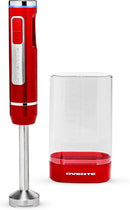 OVENTE Cordless Immersion Hand Blender, Rechargeable Handheld Portable Stick Mixer with 8 Mixing Speed Option, One-Touch Control and Stainless Steel Blades for Smoothies, Shakes or Soups, Red HR781R by TinyTreasures Baby Boutique