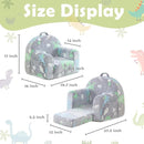Toddler Chair Comfy,Toddler Couch Fold Out, 2-in-1 Kids Sofa,Flip Out Kids Couch,Sofa Convertible,Children Reading Chair for Age 1-3(Grey Dino) by TinyTreasures Baby Boutique