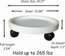WanderingDonkey 14 Inch Wheeled Potted Flower Mover Dolly with Casters, Round Coaster for Indoor Outdoor,Planter Saucer Tray, Heavy Duty Plant Caddie with Wheels,Rolling Plant Stand Pot Trolley by GreenHaven Gardens