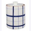 Young's Inc. 4 Pcs Set Cylindrical Ceramic Canisters- Storage Container for Kitchen and Bathroom - Beautiful Home Decor Accent to Store Food, Coffee, Tea, and More - White, Blue by CozyNest Decor
