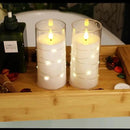 NURADA Flickering Flameless Candles: Built-in Star String Lights, Acrylic Battery Operated LED Pillar Candles with Remote and Timer for Romantic Mood Home Decoration - 2 Pack Pure White by CozyNest Decor