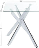 Modern Style Square Side Table with Tempered Glass Top and Metal Tubular Legs, Silver 20”Dx20”Wx22”H by CozyNest Decor