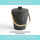Martha Stewart Indoor Compost Bin | Countertop Composting Bucket for Kitchen | .7 Gallon Capacity | Includes Filter | Plant Based Materials | Charcoal Black by GreenHaven Gardens