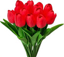 Artificial Tulips Flowers 15Pcs Faux PU Tulip Real Touch Tulip Fake Flowers Bouquets Arrangements for Mother's Day Easter Spring Flowers Gifts Home Table Décor by CozyNest Decor