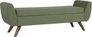 HomePop Modern Storage Bench with Wood Legs Home Décor|Bench with Storage for Living Room & Bedroom - Olive Green Woven by CozyNest Decor